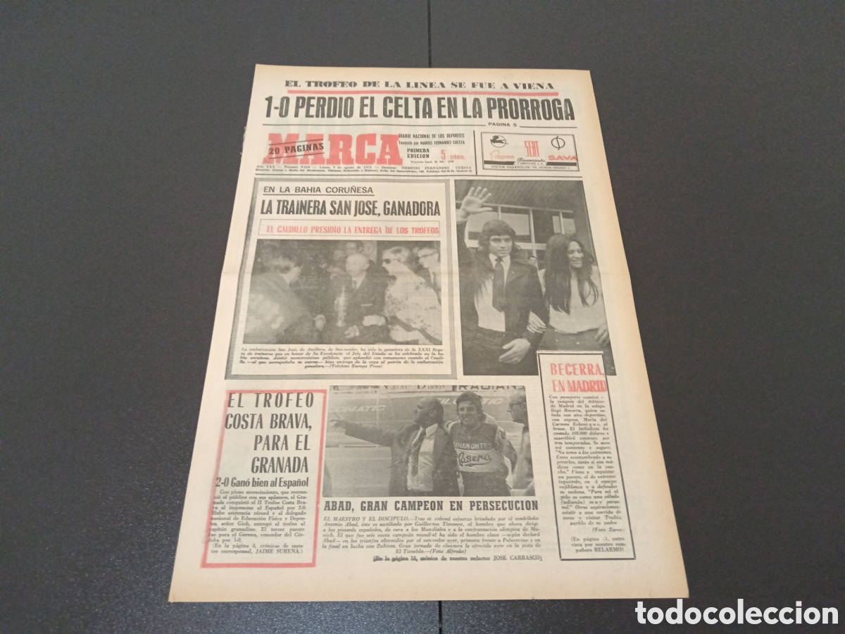 Coleccionismo deportivo: MARCA 09/08/1971 - Foto 1