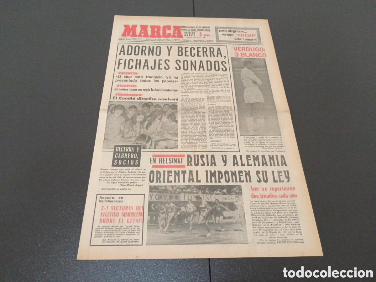 Coleccionismo deportivo: MARCA 12/08/1971 - Foto 1