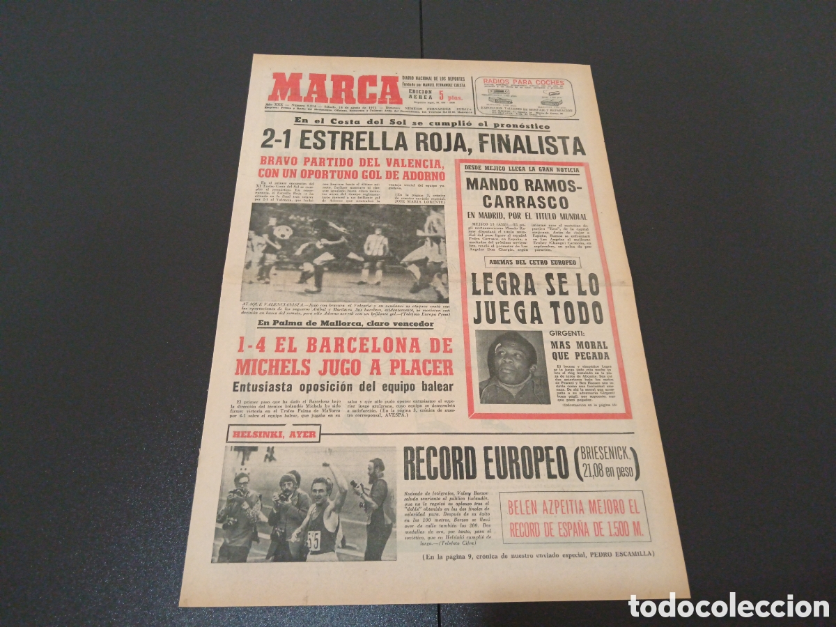 Coleccionismo deportivo: MARCA 14/08/1971 - Foto 1