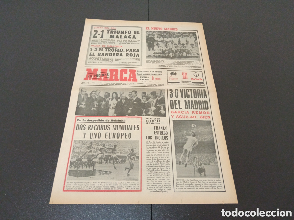 Coleccionismo deportivo: MARCA 16/08/1971 - Foto 1