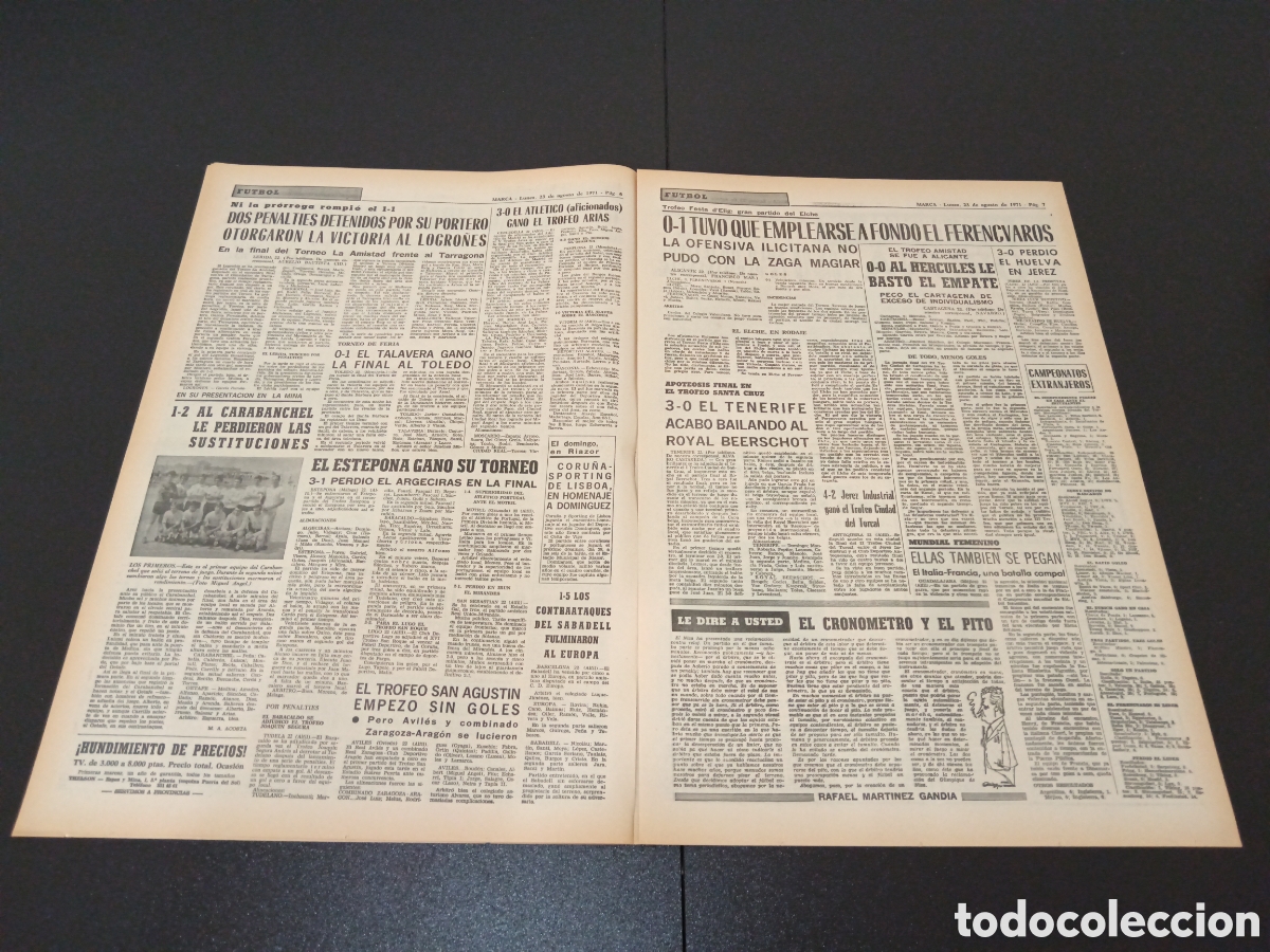 Coleccionismo deportivo: MARCA 23/08/1971 - Foto 4
