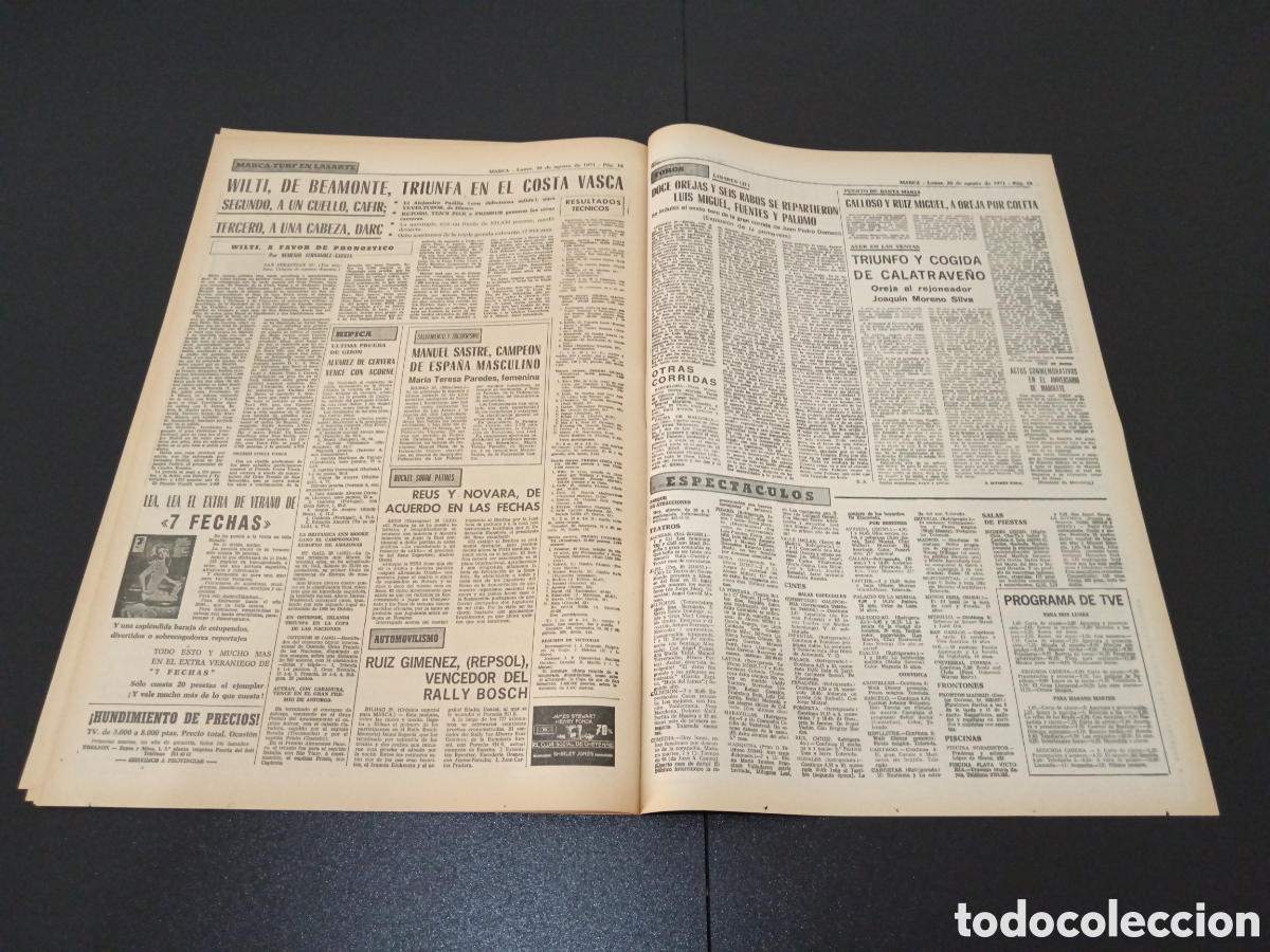 Coleccionismo deportivo: MARCA 30/08/1971 - Foto 8