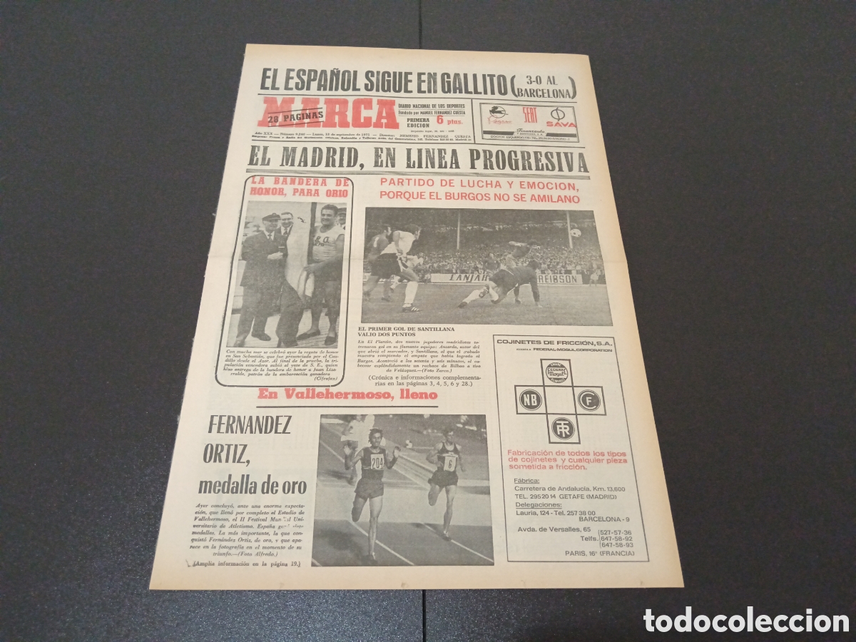 Coleccionismo deportivo: MARCA 13/09/1971 - Foto 1