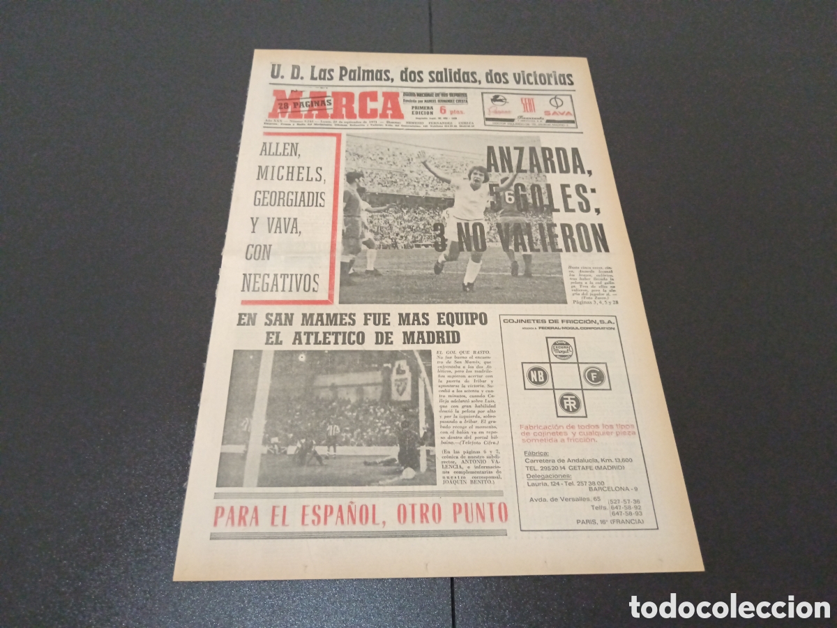 Coleccionismo deportivo: MARCA 20/09/1971 - Foto 1