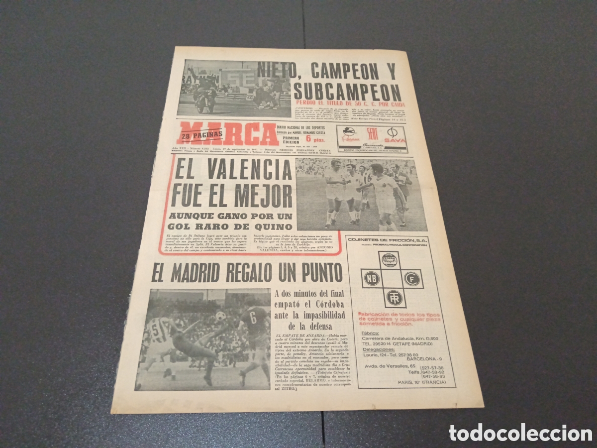 Coleccionismo deportivo: MARCA 27/09/1971 - Foto 1