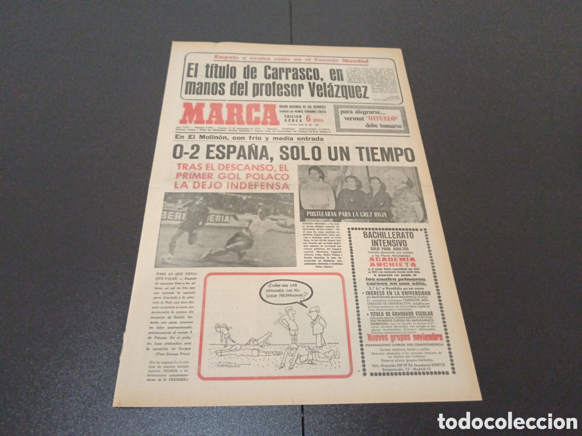 Coleccionismo deportivo: MARCA 11/11/1971 - Foto 1