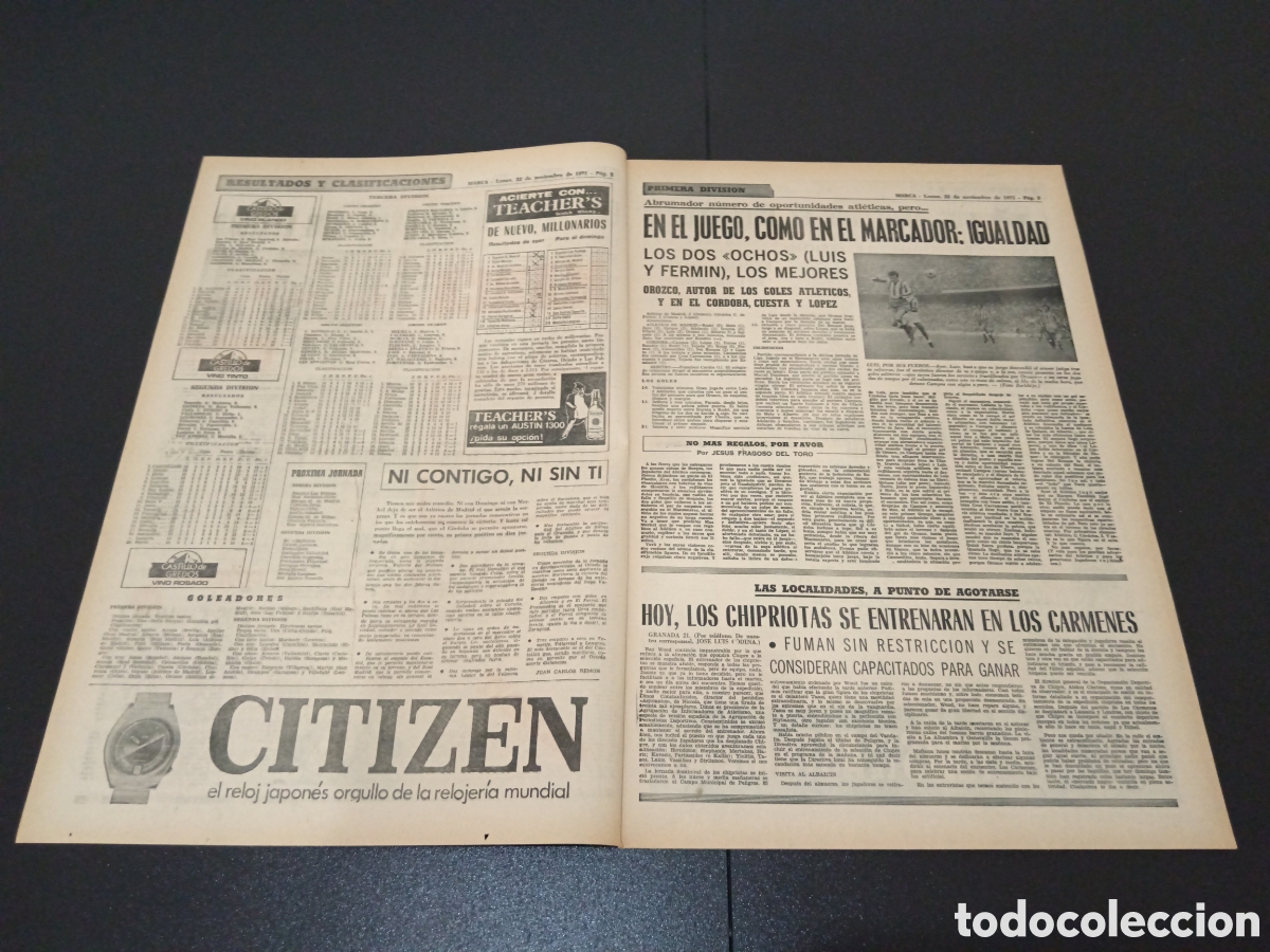 Coleccionismo deportivo: MARCA 22/11/1971 - Foto 2