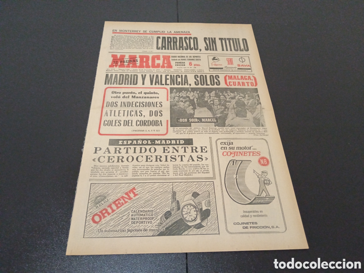 Coleccionismo deportivo: MARCA 22/11/1971 - Foto 1