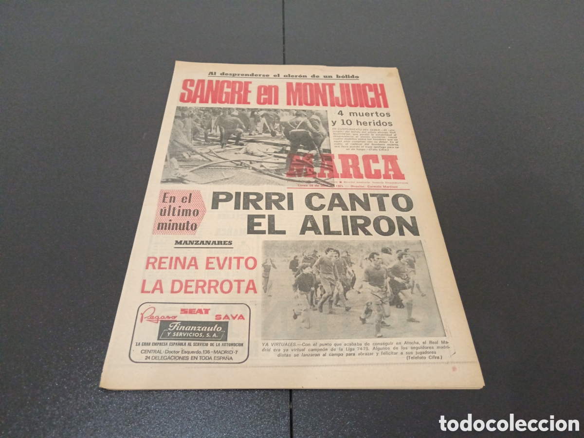 Colecionismo desportivo: MARCA 28/04/1975 REAL MADRID CAMPE&Oacute;N REAL SOCIEDAD 1 REAL MADRID 1