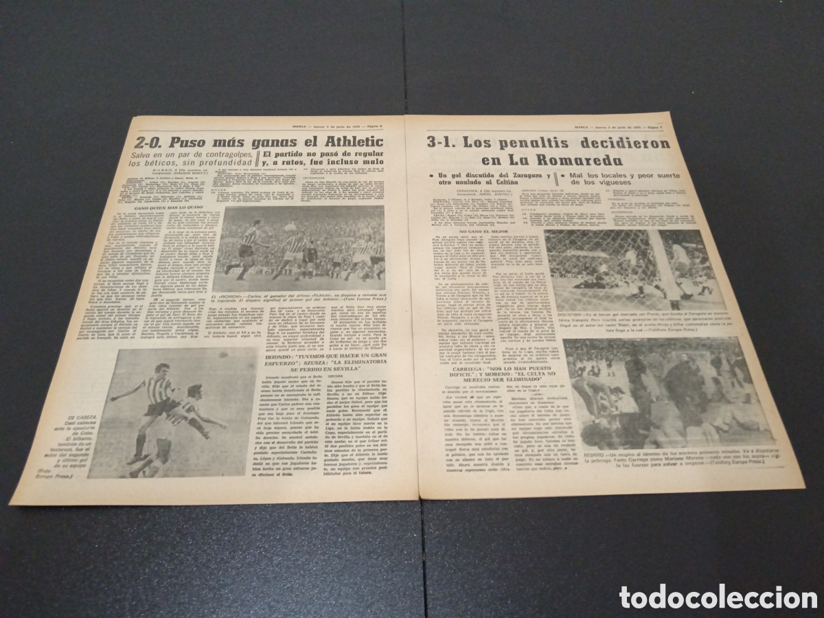 Coleccionismo deportivo: MARCA 05/06/1975 OCTAVOS FINAL COPA GARATE - Foto 4