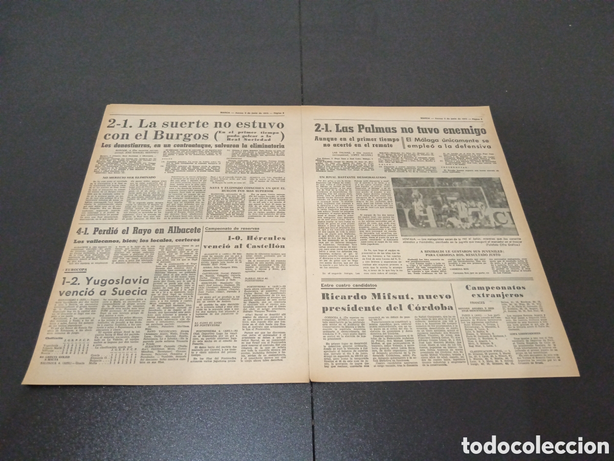 Coleccionismo deportivo: MARCA 05/06/1975 OCTAVOS FINAL COPA GARATE - Foto 5