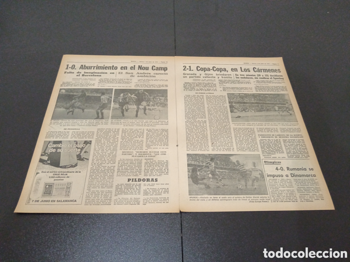 Coleccionismo deportivo: MARCA 05/06/1975 OCTAVOS FINAL COPA GARATE - Foto 6