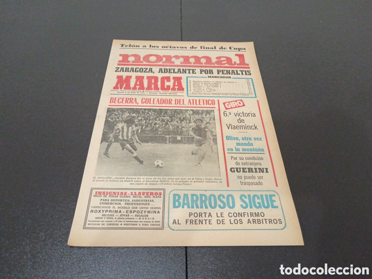 Coleccionismo deportivo: MARCA 05/06/1975 OCTAVOS FINAL COPA GARATE - Foto 1