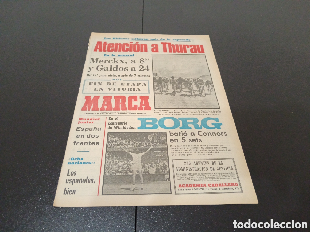 Coleccionismo deportivo: MARCA 03/07/1977 TOUR BORG - Foto 1