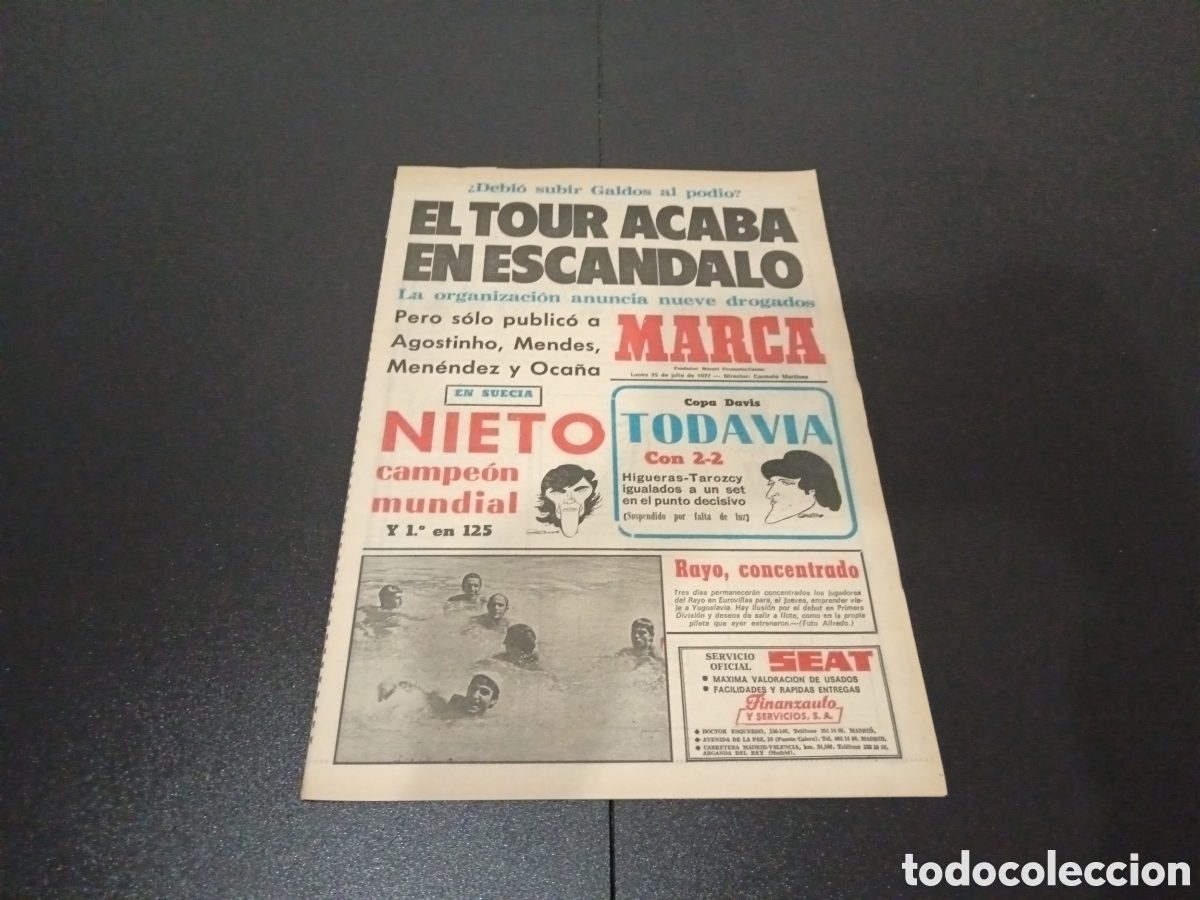 Colecionismo desportivo: MARCA 25/07/1977 NIETO CAMPE&Oacute;N MUNDIAL TOUR ACABA EN ESC&Aacute;NDALO