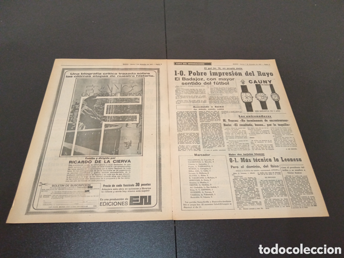Coleccionismo deportivo: MARCA 07/12/1972 JORNADA DE COPA - Foto 2