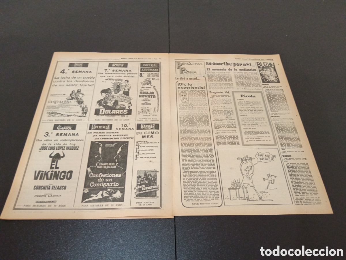 Coleccionismo deportivo: MARCA 07/12/1972 JORNADA DE COPA - Foto 6