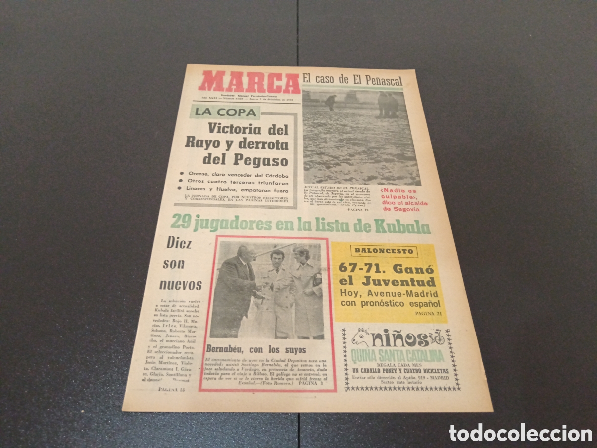 Coleccionismo deportivo: MARCA 07/12/1972 JORNADA DE COPA - Foto 1