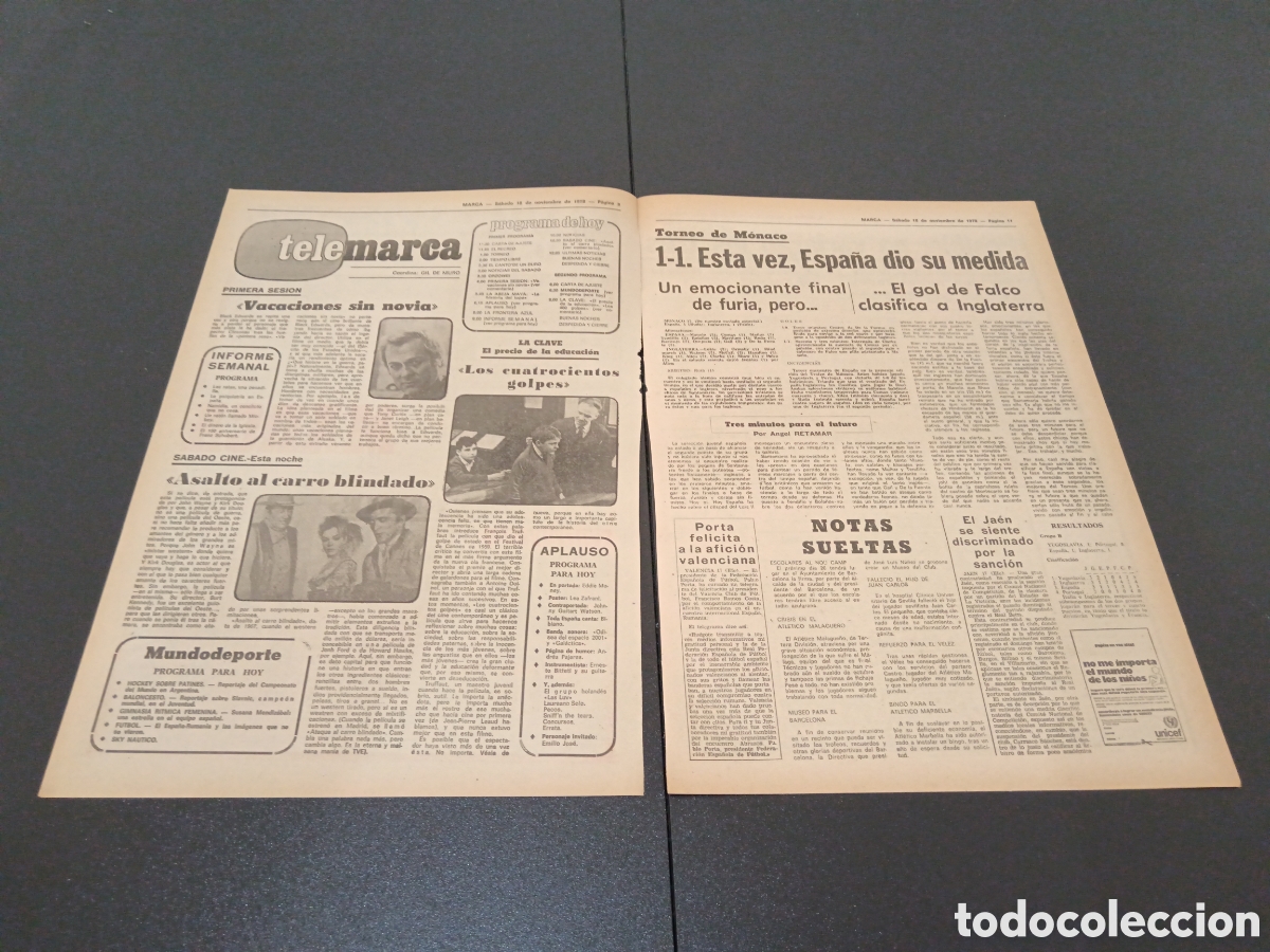 Coleccionismo deportivo: MARCA 18/11/1978 - Foto 2