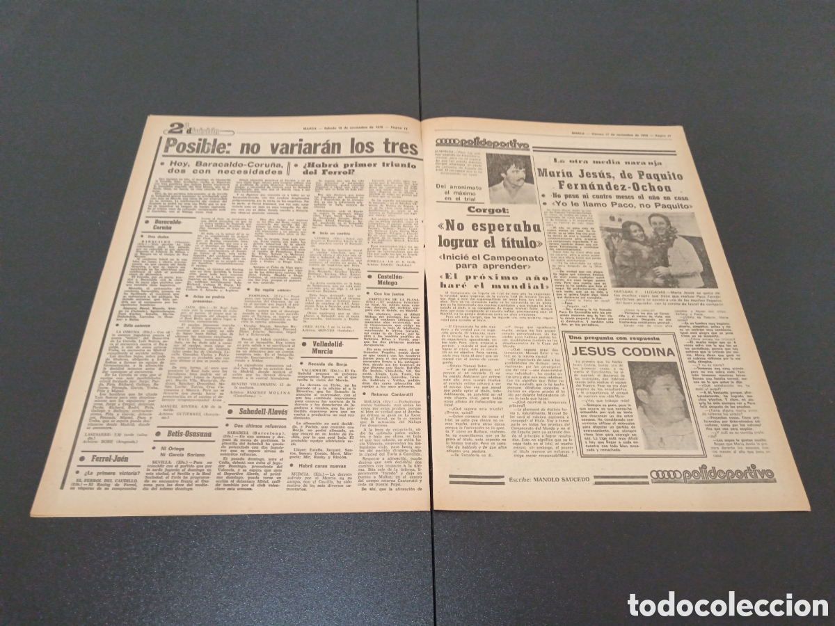 Coleccionismo deportivo: MARCA 18/11/1978 - Foto 3