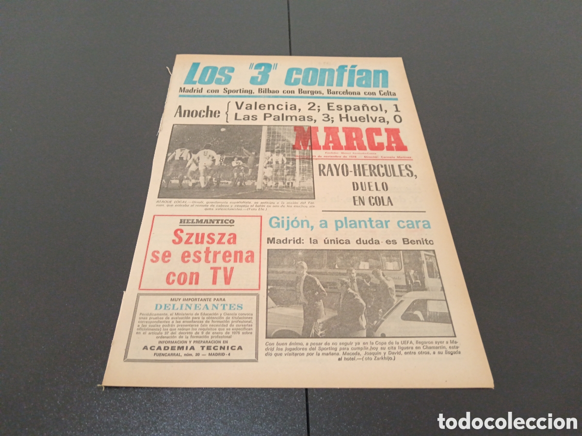 Coleccionismo deportivo: MARCA 19/11/1978 - Foto 1