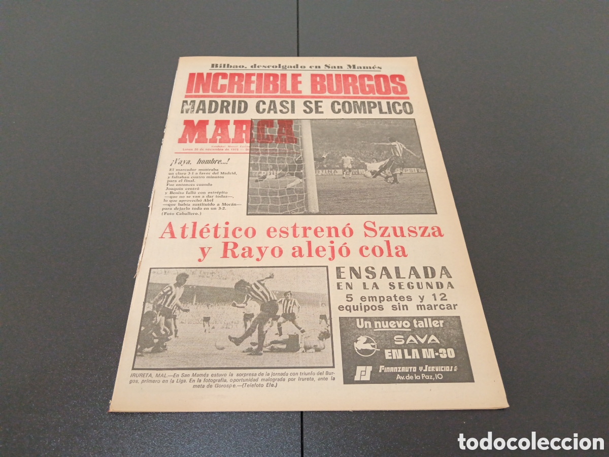 Sammelleidenschaft Sport: MARCA 20/11/1978 INCREIBLE BURGOS BILBAO 1 BURGOS 2