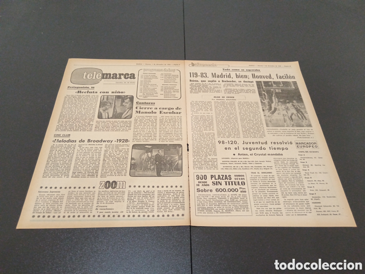 Coleccionismo deportivo: MARCA 01/12/1978 - Foto 2