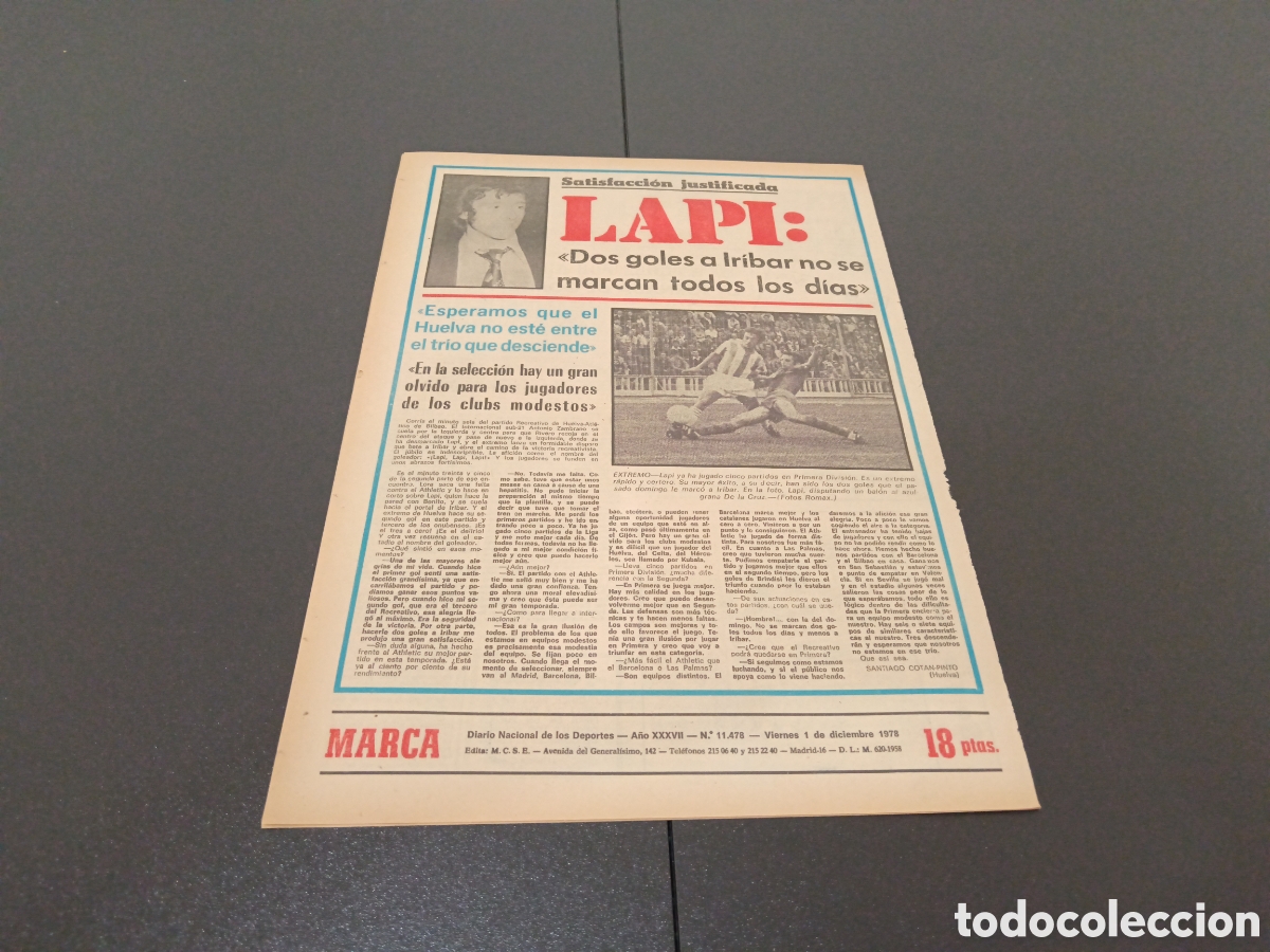 Coleccionismo deportivo: MARCA 01/12/1978 - Foto 4