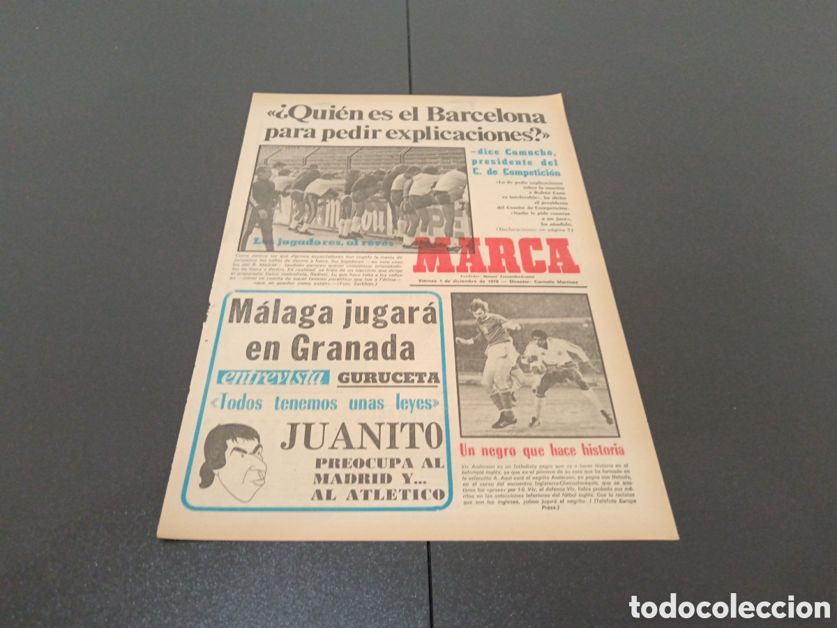 Coleccionismo deportivo: MARCA 01/12/1978 - Foto 1