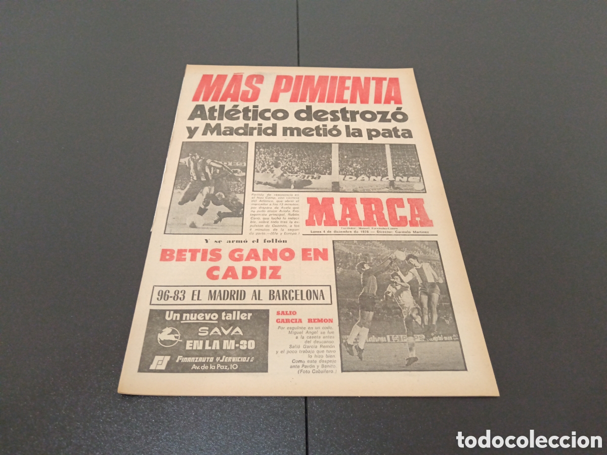 Sammelleidenschaft Sport: MARCA 04/12/1978 BARCELONA 2 ATL&Eacute;TICO MADRID 4 BURGOS 1 HUELVA 0 RESUMEN JORNADA LIGA N&deg; 12