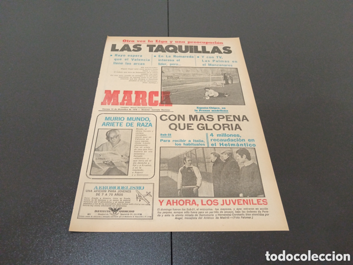 Coleccionismo deportivo: MARCA 15/12/1978 - Foto 1