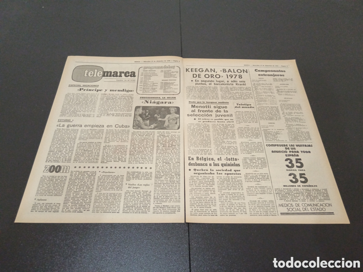 Coleccionismo deportivo: MARCA 27/12/1978 - Foto 2