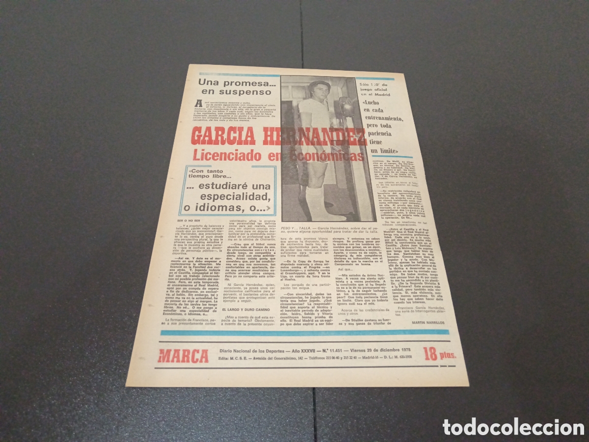 Coleccionismo deportivo: MARCA 29/12/1978 - Foto 6