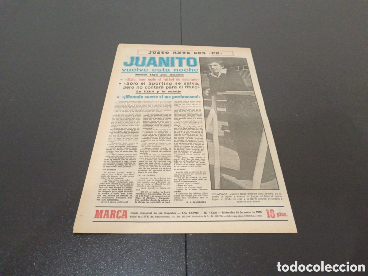 Coleccionismo deportivo: MARCA 24/01/1979 JUANITO - Foto 6