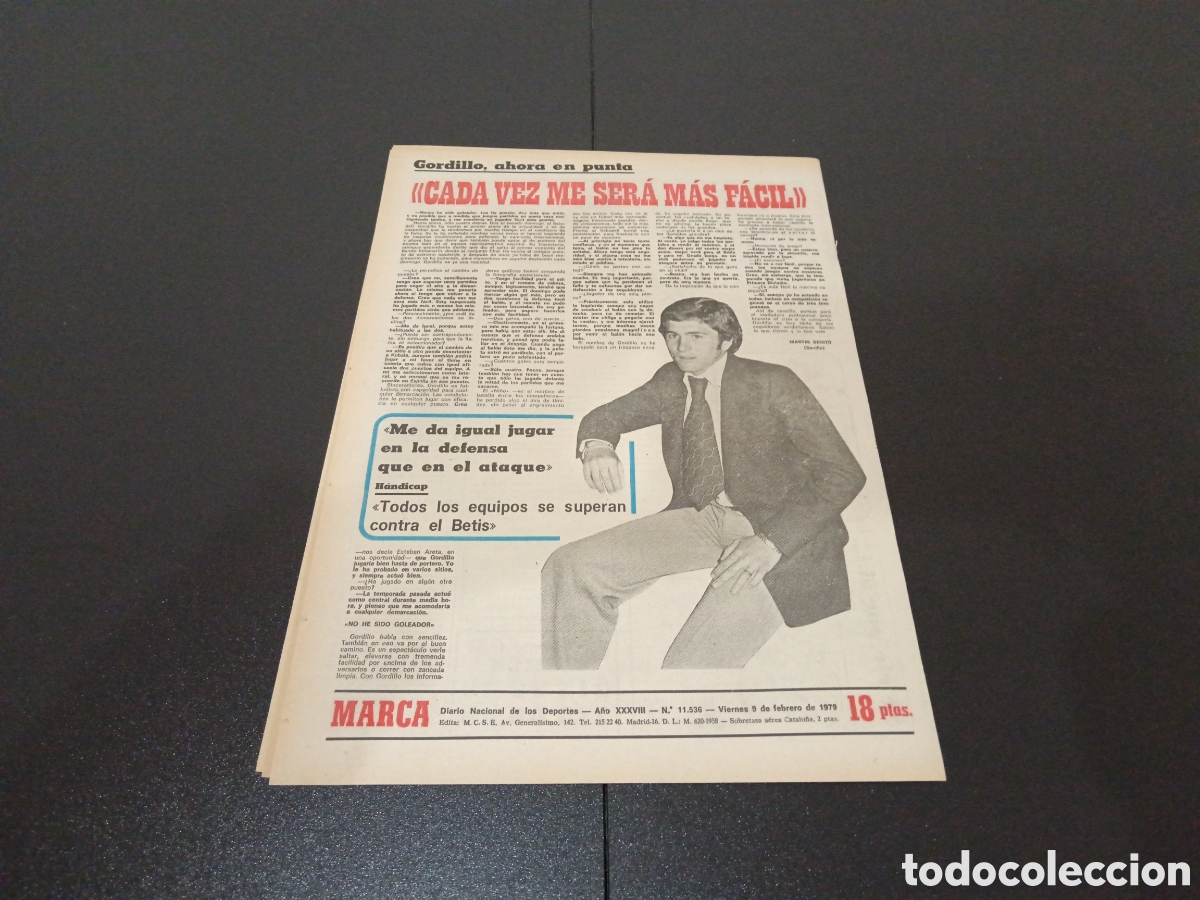Coleccionismo deportivo: MARCA 09/02/1979 GORDILLO - Foto 4