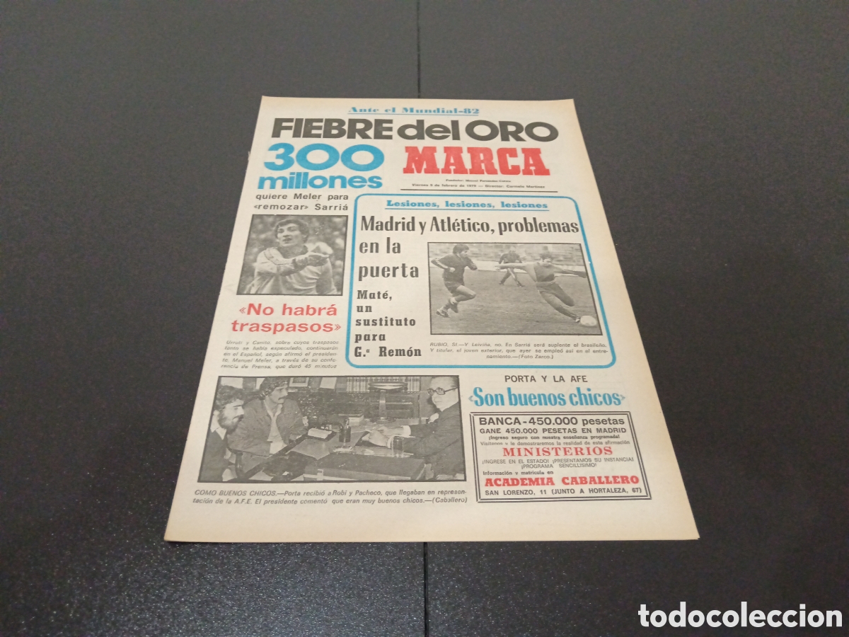 Coleccionismo deportivo: MARCA 09/02/1979 GORDILLO - Foto 1
