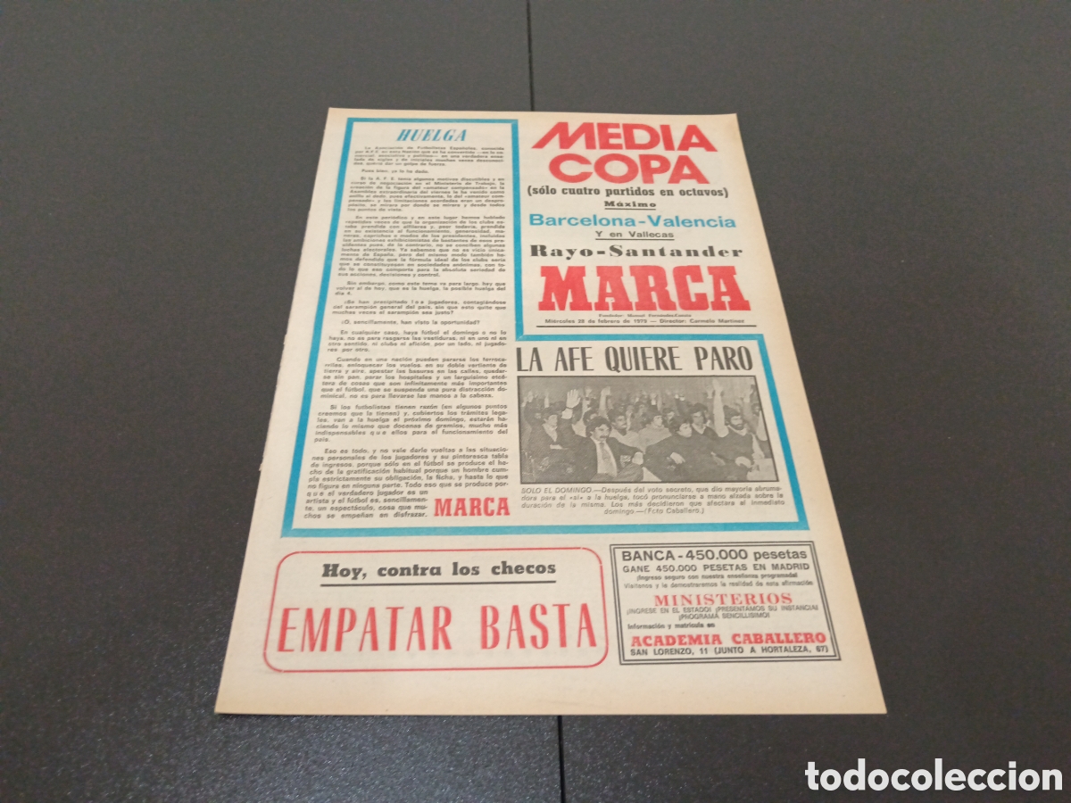 Coleccionismo deportivo: MARCA 28/02/1979 - Foto 1
