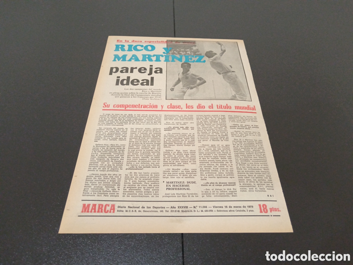 Coleccionismo deportivo: MARCA 16/03/1979 - Foto 4