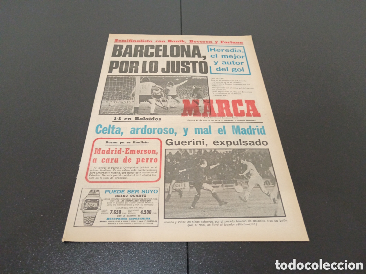 Collectionnisme sportif: MARCA 22/03/1979 RECOPA BARCELONA 1 IPSWICH TOWN 0