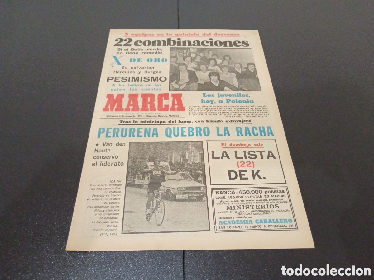 Coleccionismo deportivo: MARCA 03/05/1978 - Foto 1