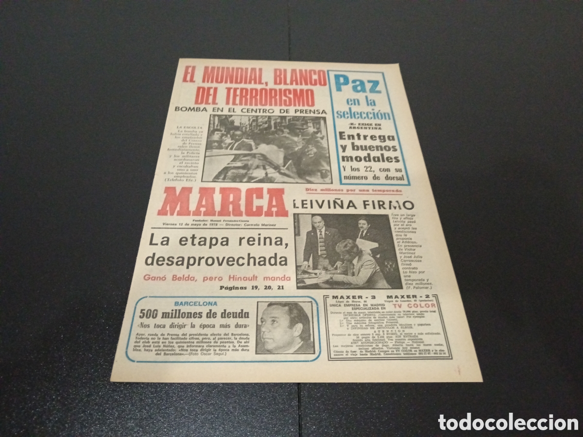 Coleccionismo deportivo: MARCA 12/05/1978 - Foto 1