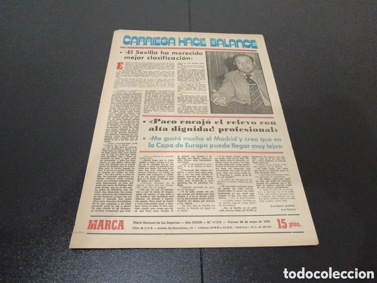 Coleccionismo deportivo: MARCA 26/05/1978 - Foto 6
