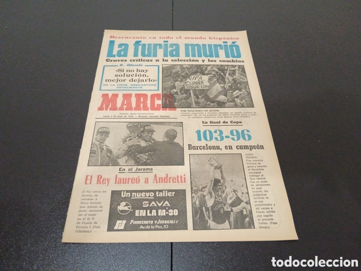 Coleccionismo deportivo: MARCA 05/06/1978 - Foto 1