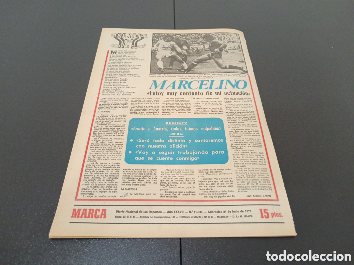 Coleccionismo deportivo: MARCA 21/06/1978 - Foto 9