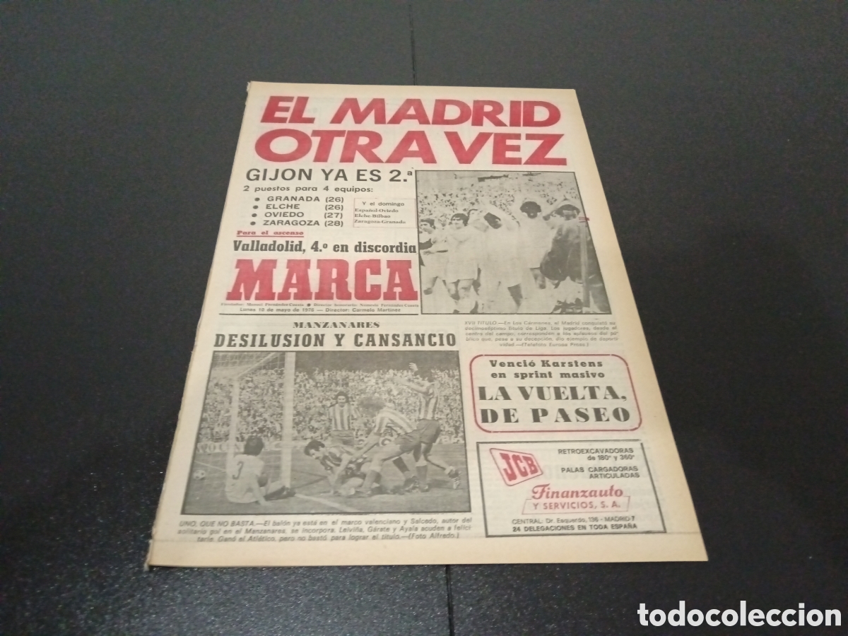 Collezionismo sportivo: MARCA 10/05/1976 EL REAL MADRID OTRA VEZ CAMPE&Oacute;N DE LIGA