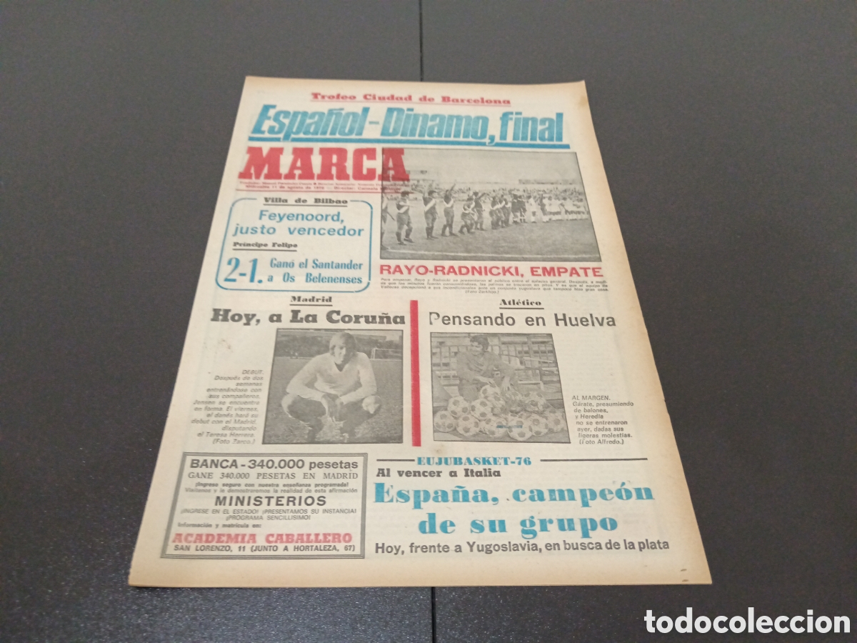 Sports collectibles: MARCA 11/08/1976 VILLA BILBAO DERBY COUNTY 0 BILBAO 0 FEYENOORD 2 STANDARD LIEJA 1