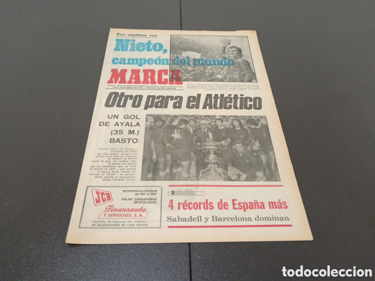 Sammelleidenschaft Sport: MARCA 30/08/1976 NIETO CAMPE&Oacute;N DEL MUNDO FINAL CARRANZA ATL&Eacute;TICO 1 BILBAO 0