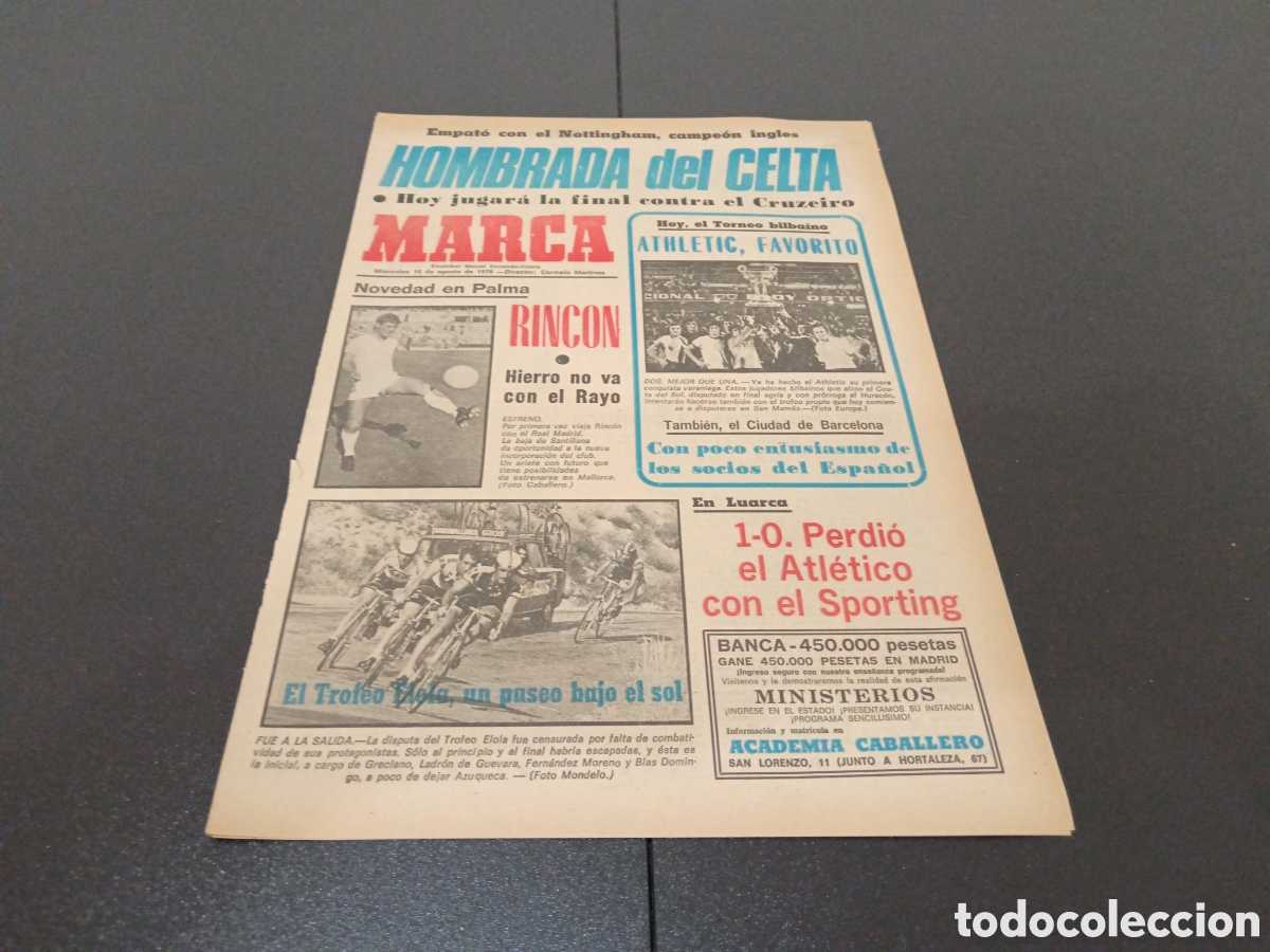 Sports collectibles: MARCA 16/08/1978 CIUDAD DE VIGO CELTA 1 NOTTINGHAM 1