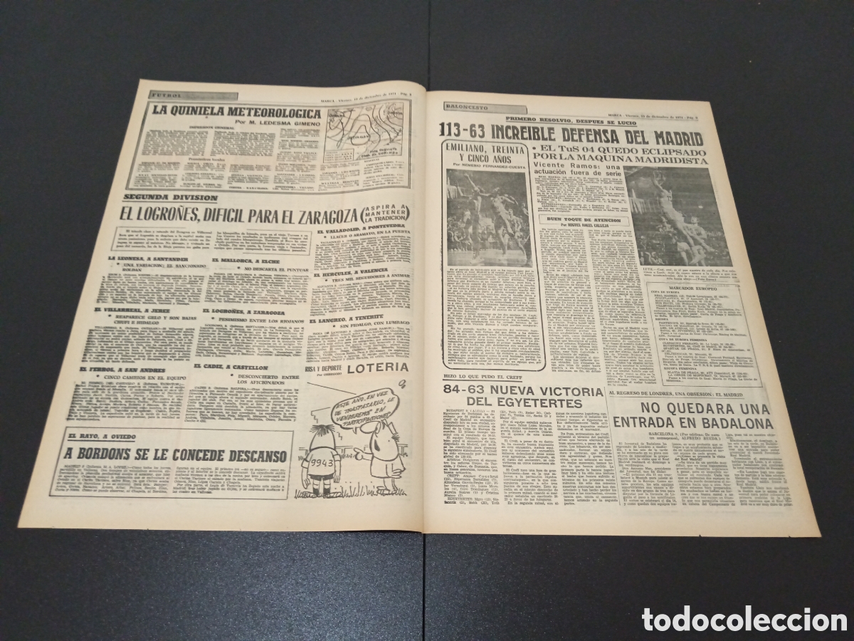 Coleccionismo deportivo: MARCA 10/12/1971 - Foto 2