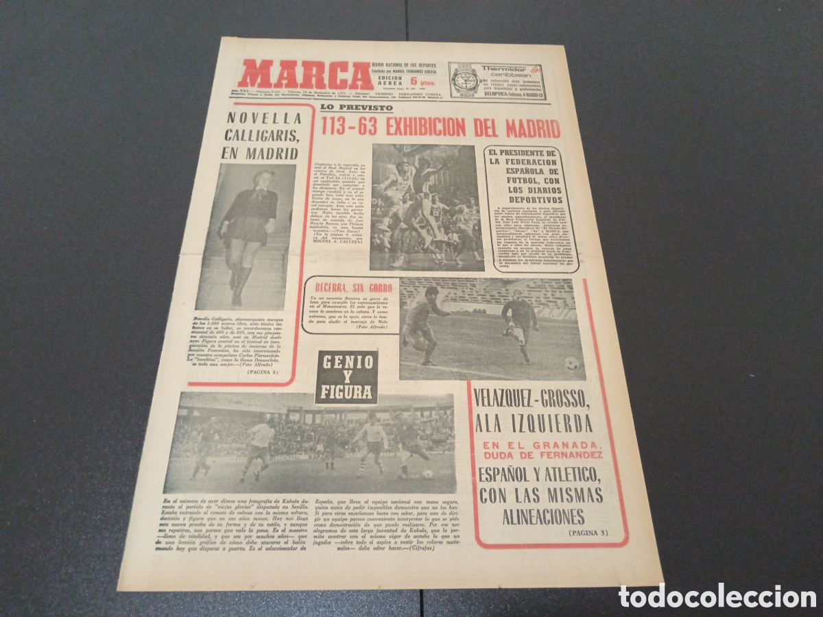 Coleccionismo deportivo: MARCA 10/12/1971 - Foto 1